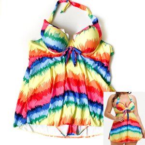 ROSE GAL 1Pc Plus Size Swimsuit Rainbow Sz 4X US22